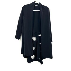 Kozan Black lagenlook steampunk whimsigoth Cardigan sweatshirt distressed hole S